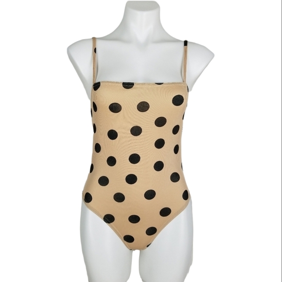 Nasty Gal Tops - #27 NASTY GAL Bodysuit Tan Black Polka Dot Tank